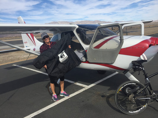 folding CHANGE bikes on private plane
