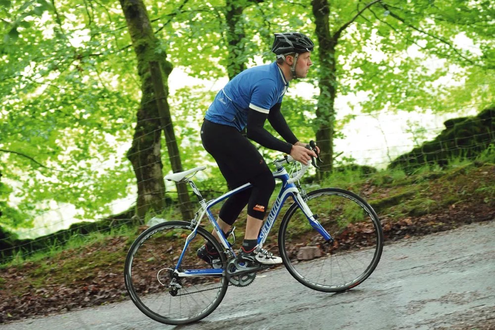 climbing a steep hill